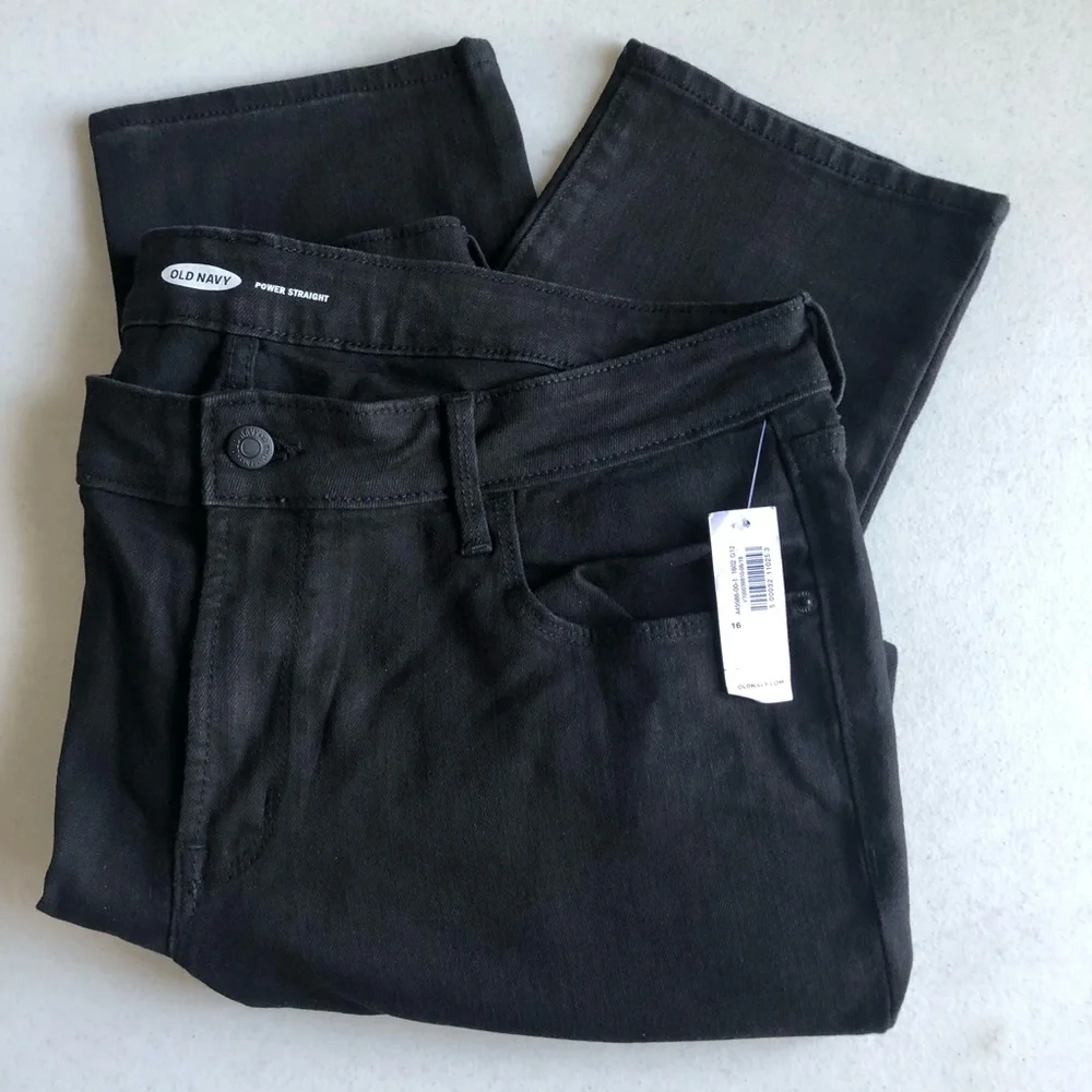 Old Navy Power Straight Black Jeans - Size 16 - Picture 1 of 6